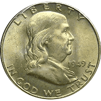 1949 Ben Franklin Half Dollar