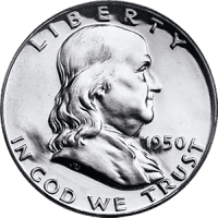 1950 Ben Franklin Half Dollar