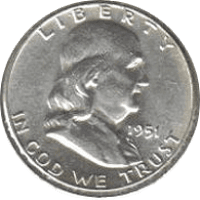 1951 S Ben Franklin Half Dollar