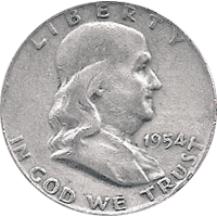 1954 S Ben Franklin Half Dollar