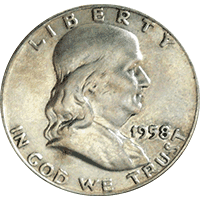 1958 D Ben Franklin Half Dollar