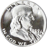 1959 Ben Franklin Half Dollar